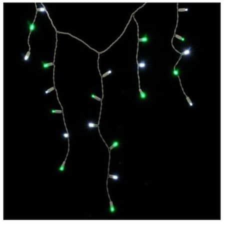 Omg Pure White and Green LED Icicle Lights on White Wire OM120125